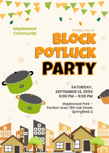 Neighborhood Block Potluck Invitation Template - Edit Online & Download