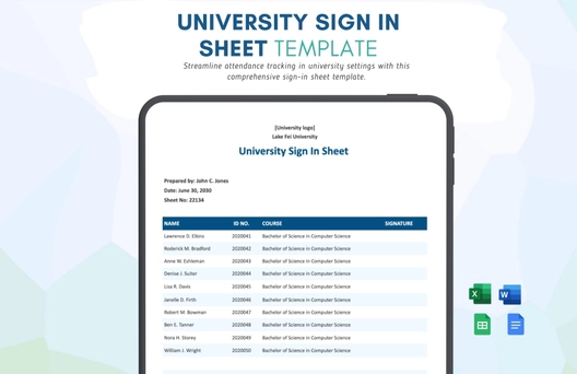 University Sign In Sheet Template