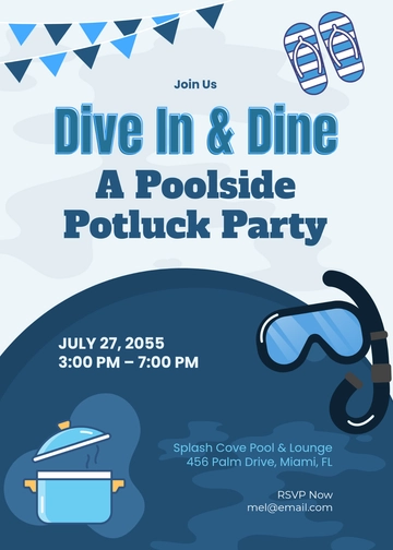 Pool Party Potluck Invitation Template - Edit Online & Download