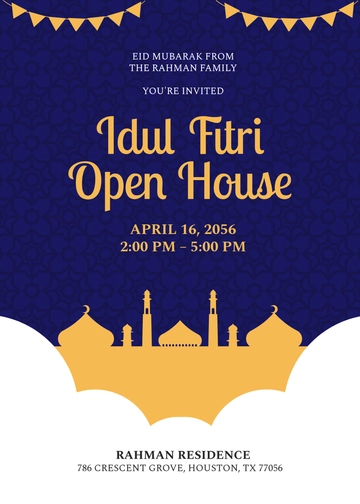 Idul Fitri Open House Invitation Template - Edit Online & Download