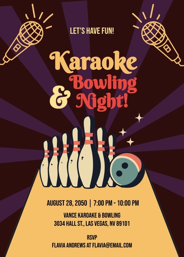 Karaoke and Bowling Invitation Template - Edit Online & Download