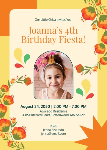 Colorful Flowers Fiesta Invitation Template - Edit Online & Download