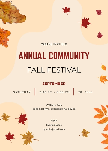 Aesthetic Fall Leaves Invitation Template - Edit Online & Download