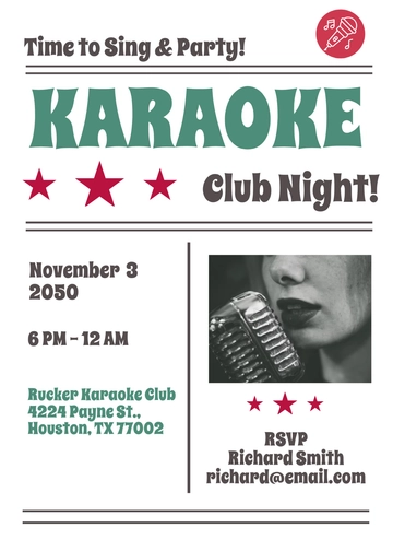 Aesthetic Karaoke Club Invitation Template - Edit Online & Download