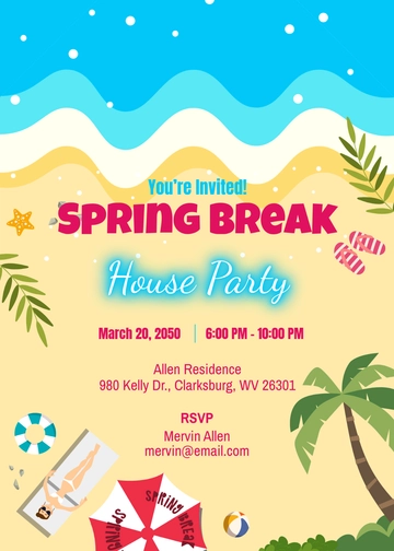 Aesthetic Spring Break Invitation Template - Edit Online & Download