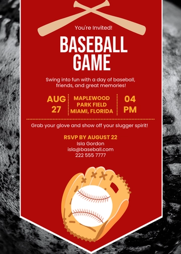 Simple Slugger Baseball Invitation Template - Edit Online & Download