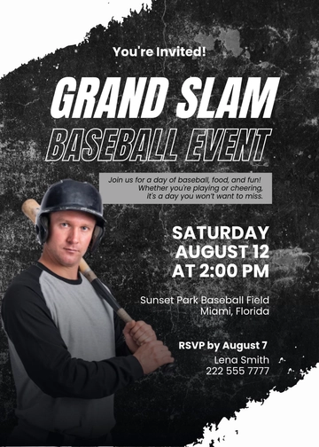 Editable Baseball Event Invitation Template - Edit Online & Download