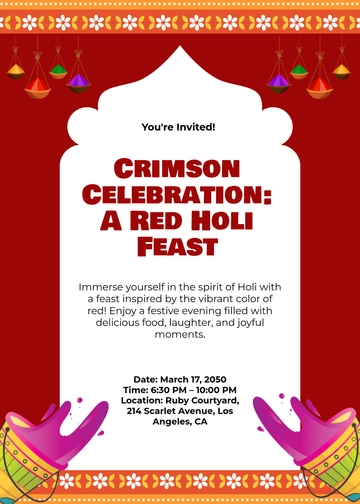 Red Holi Feast Invitation Template - Download | Template.net