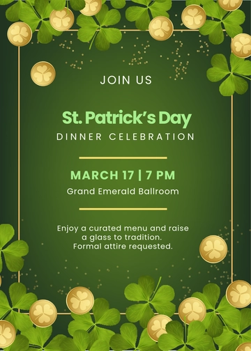 Professional St. Patrick's Day Dinner Invitation Template - Edit Online & Download