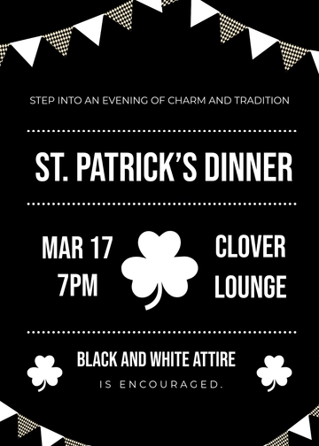 Black and White St. Patrick's Day Invitation Template - Edit Online & Download
