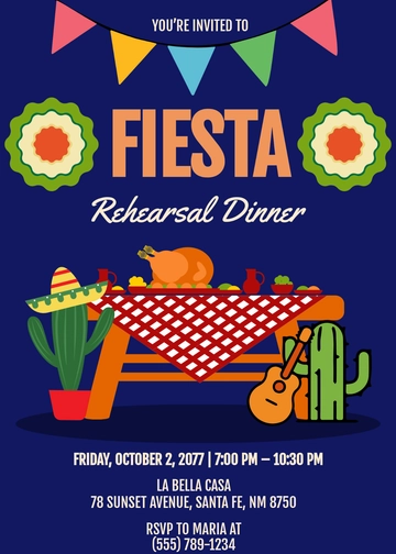 Fiesta Dinner Rehearsal Invitation Template - Edit Online & Download