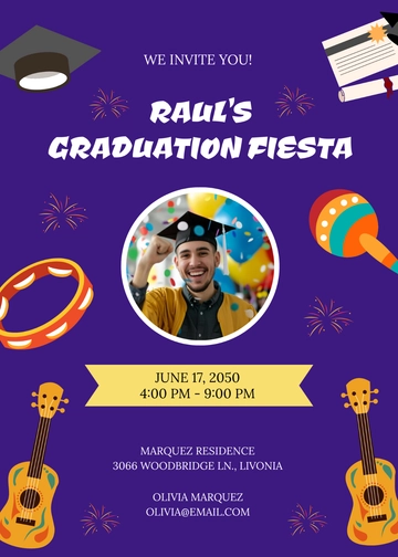 Fiesta Themed Graduation Invitation Template - Edit Online & Download