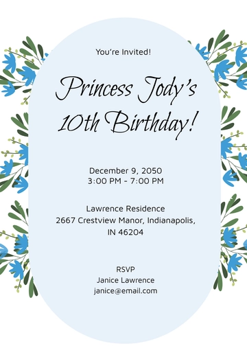 Blue Flower Aesthetic Invitation Template - Edit Online & Download