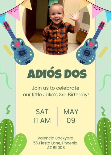 Green Adios Dos Fiesta Invitation Template - Edit Online & Download