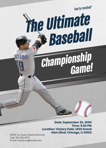Baseball Championship Invitation Template - Edit Online & Download