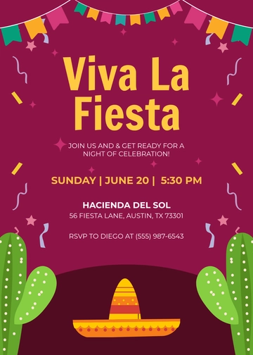 Vibrant Pink Fiesta Invitation Template - Edit Online & Download
