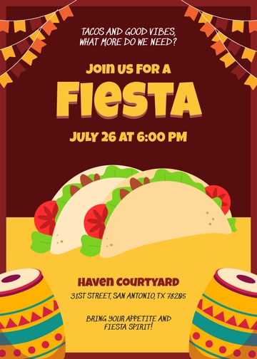Modern Taco Fiesta Invitation Template - Edit Online & Download