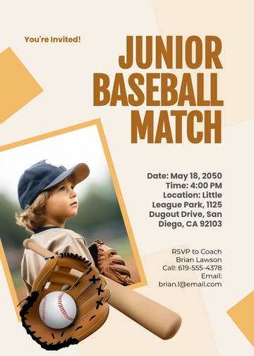 Junior Baseball Match Invitation Template - Edit Online & Download