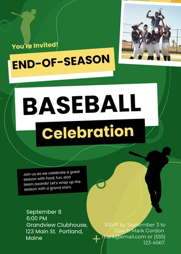 End of Season Baseball Invitation Template - Edit Online & Download