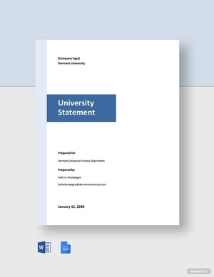Blank University Statement Template