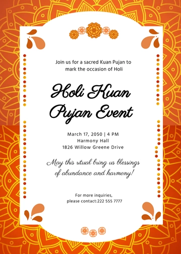 Holi Kuan Pujan Invitation Template - Edit Online & Download