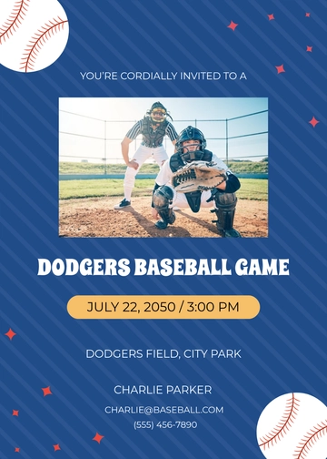 Dodgers Baseball Invitation Template - Edit Online & Download