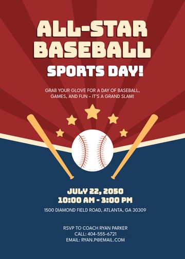 Baseball Sports Day Invitation Template - Edit Online & Download