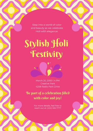 Aesthetic Holi Celebration Invitation Template - Edit Online & Download