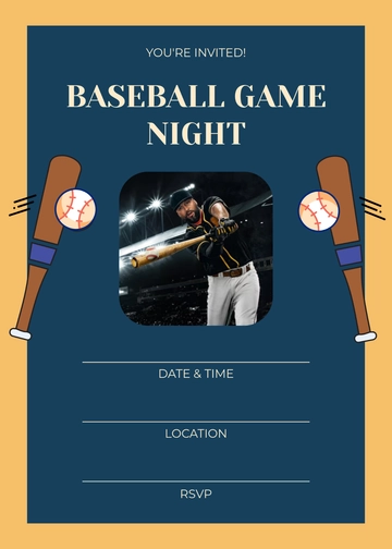 Blank Baseball Game Night Invitation Template - Edit Online & Download