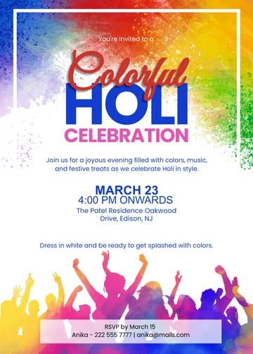 Modern Indian Holi Invitation Template - Edit Online & Download