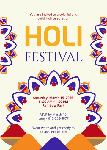 Holi Festival Invitation Template - Edit Online & Download