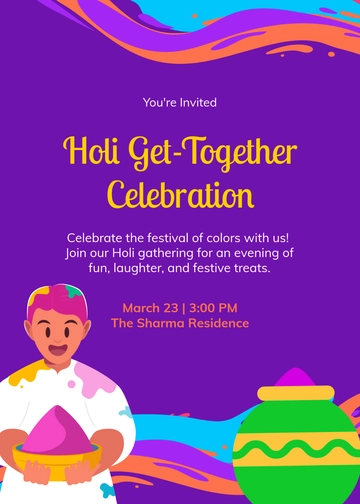 Holi Get Together Invitation Template - Edit Online & Download