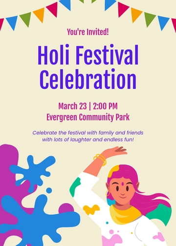 Holi Invitation for Friends Template - Edit Online & Download
