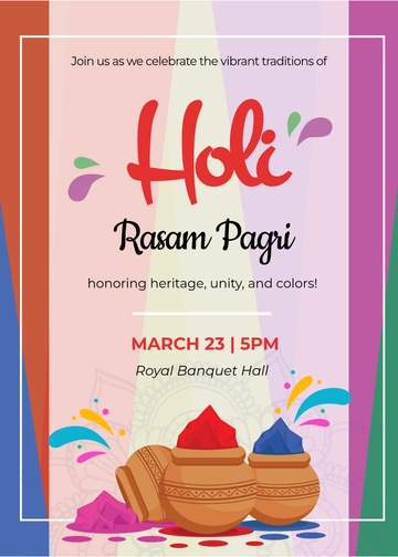 Holi Rasam Pagri Invitation Template - Edit Online & Download