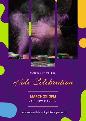 Creative Holi Photo Invitation Template - Edit Online & Download