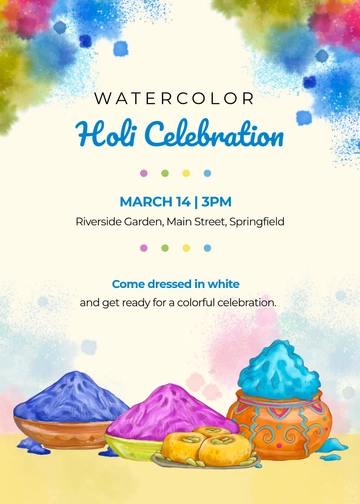 Watercolor Holi Invitation Template - Edit Online & Download