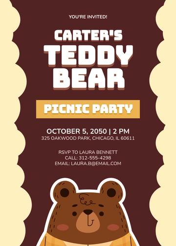 Teddy Bear Boy Birthday Invitation Template - Edit Online & Download