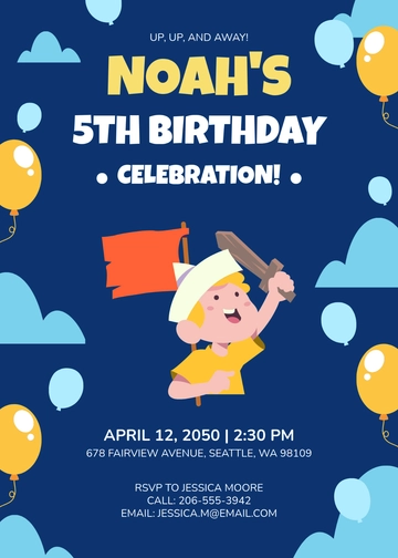 Balloon Boy Birthday Invitation Template - Edit Online & Download