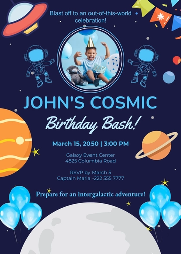 Cosmic Boy Birthday Invitation Template - Edit Online & Download