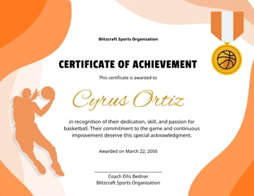 Orange Basketball Certificate Template - Edit Online & Download