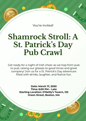 Pub Crawl St. Patrick’s Day Invitation Template - Download | Template.net