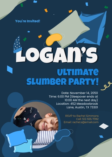 Professional Boy Slumber Birthday Invitation Template - Edit Online & Download
