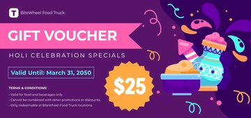 Holi Gift Voucher Template - Edit Online & Download