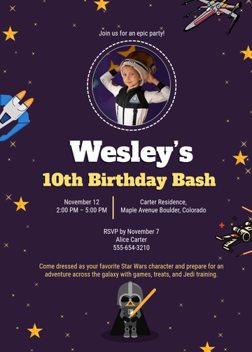 Modern Boy Star Wars Birthday Invitation Template - Edit Online & Download