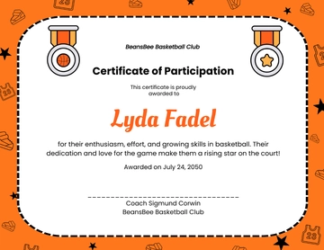 Kids Basketball Certificate Template - Edit Online & Download