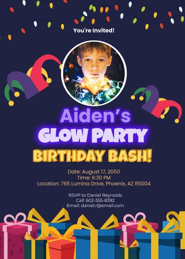 Fun Lights Boy Birthday Invitation Template - Edit Online & Download