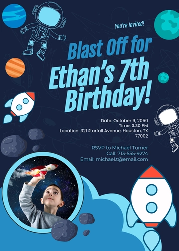 Outerspace Boy Birthday Invitation Template - Edit Online & Download