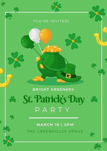 Bright Greenery St. Patrick's Day Invitation Template - Edit Online & Download