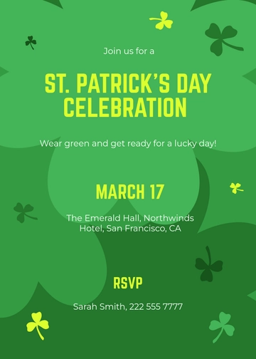 St. Patrick’s Day Celebration Invitation Template - Edit Online & Download