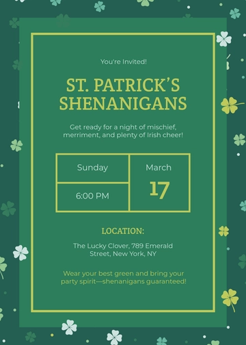 St. Patrick's Shenanigans Day Invitation Template - Edit Online & Download